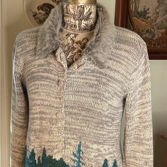 Unique DEER Fall Winter Bulky 3/4 Tunic Warm DEER FOREST Sweater - Picture 3 of 9